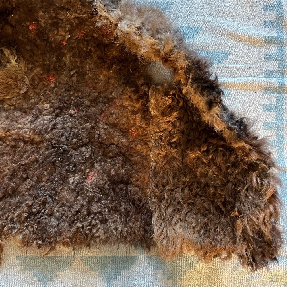 Vintage Shearling Embroidered Sheepskin Leather Vest Afghan Floral Handmade Rare - Picture 13 of 15